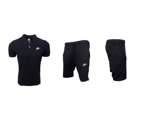 Мъжки спортен къс комплект Nike Classic Shorts + Polo T-shirt Black